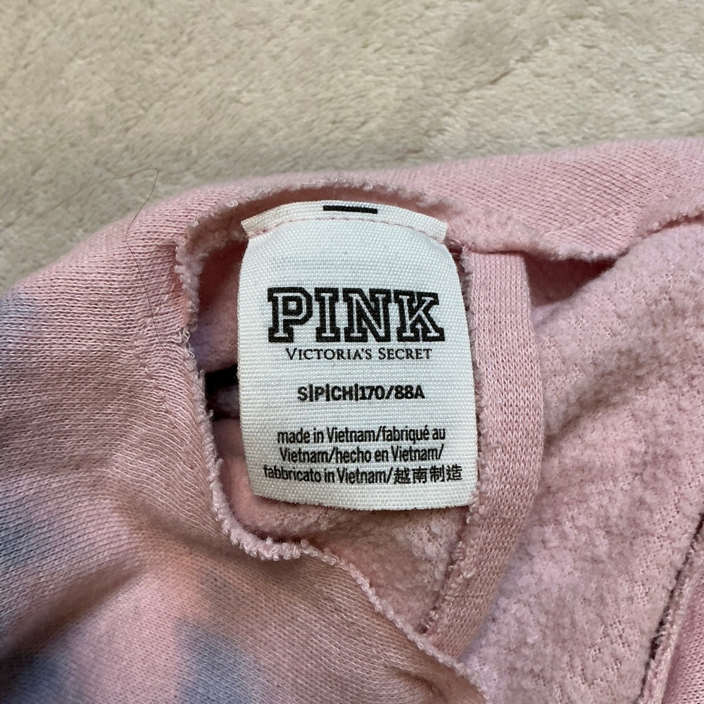 Victoria's Secret PINK Fleece Sweatshirt Womens Small Crop Tie Dye Strappy Y2K - Picture 7 of 8